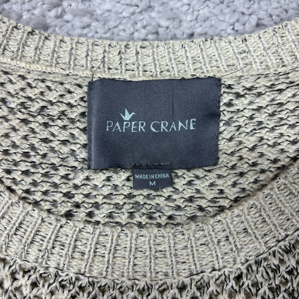 Paper Crane Sweater Womens Medium Open Knit Crewneck Modest Holiday Vacation
